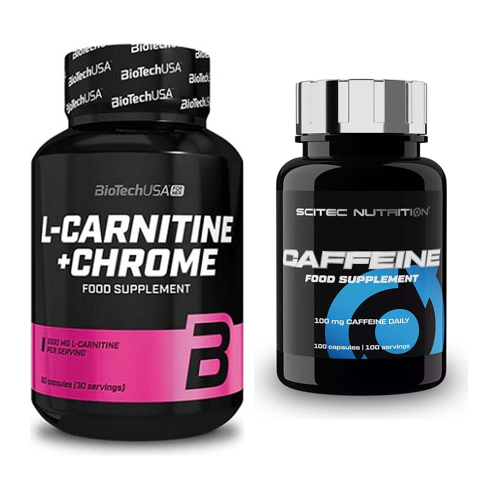 Cardio-Duo: BioTech L-Carnitine + Chrome + Scitec Caffeine – alle enthaltenen Artikel