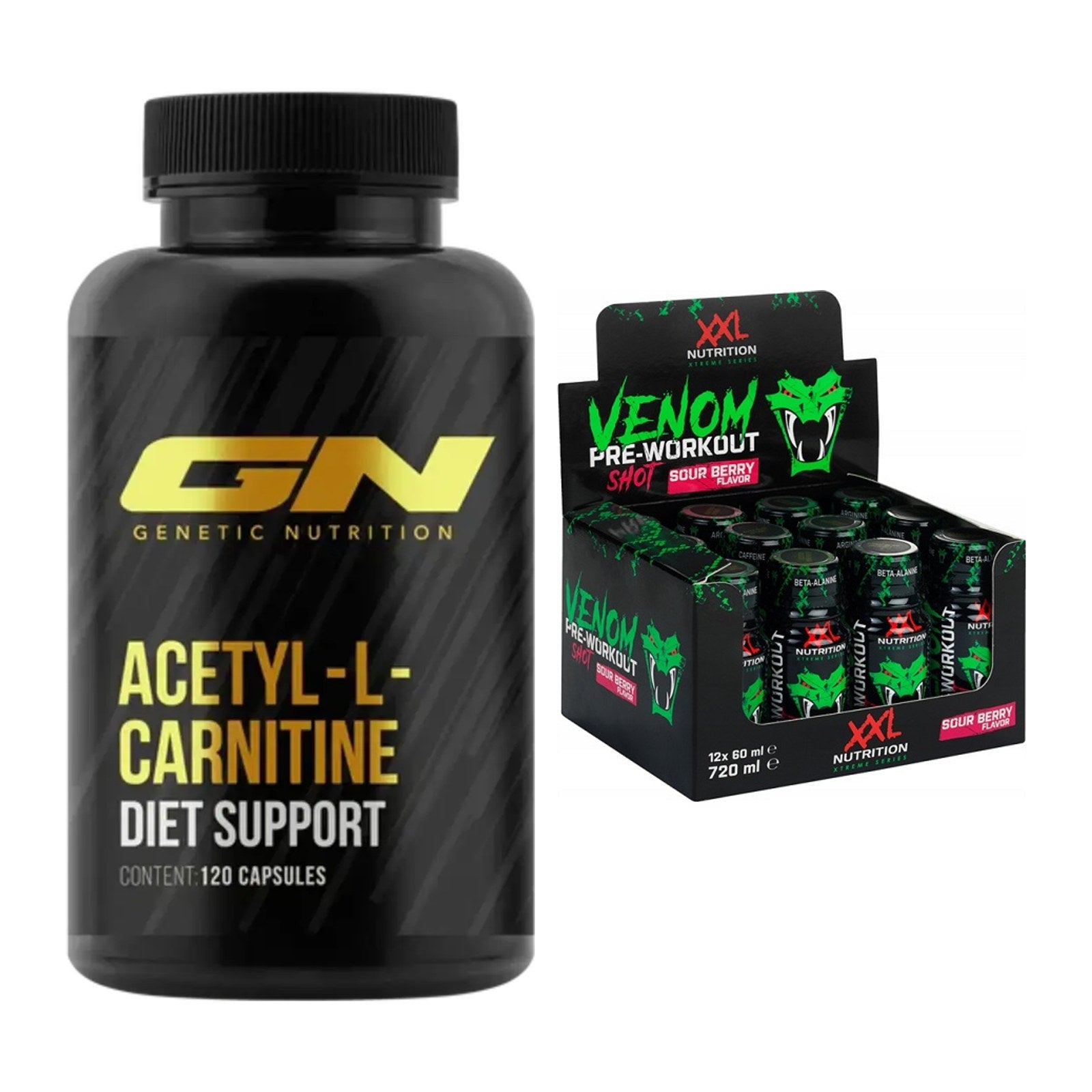 Cardio-Duo: GN Acetyl L-Carnitin + XXL Nutrition Venom Shot – alle enthaltenen Artikel