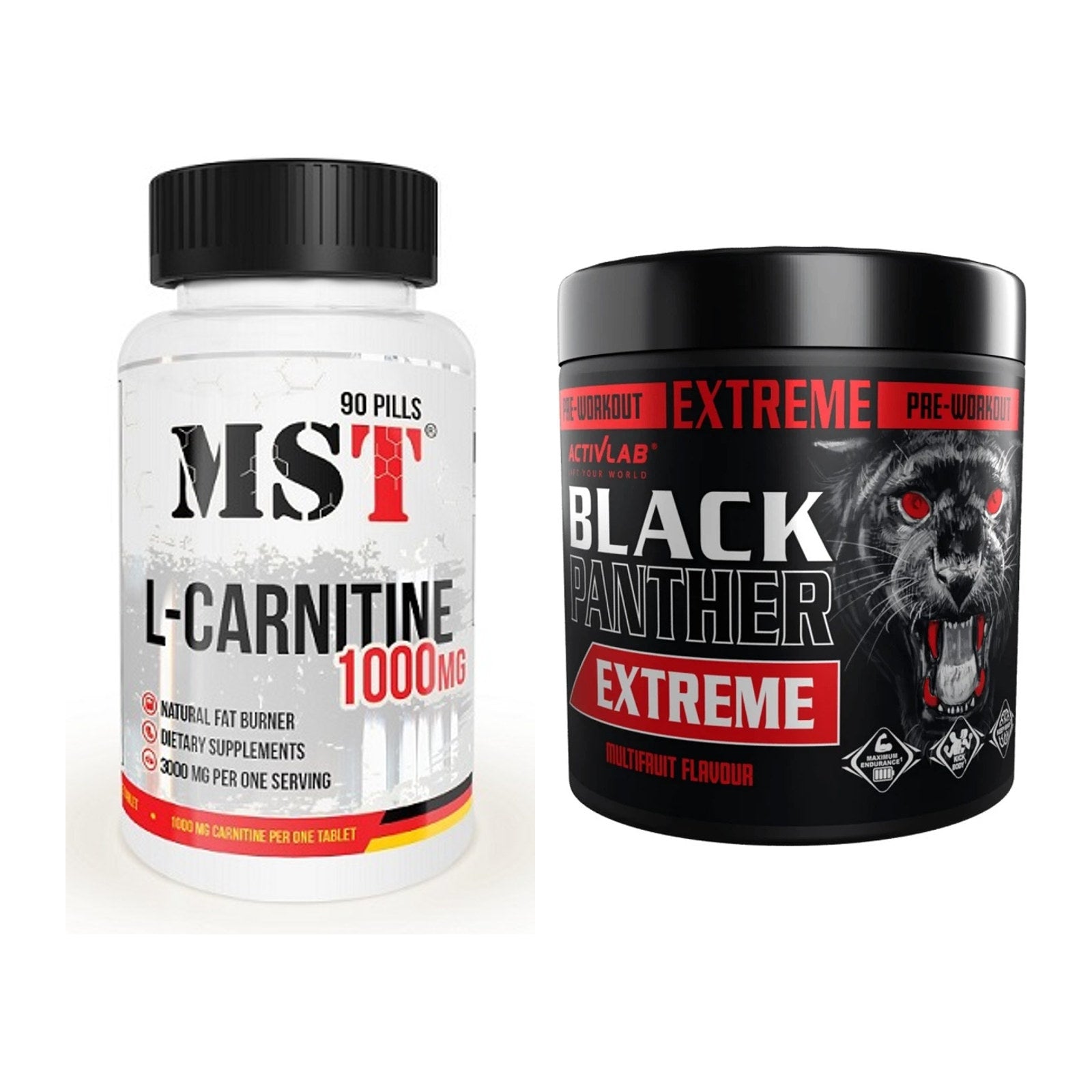 Cardio-Duo: MST L-Carnitine 1000 (90 + Activlab Black Panther – alle enthaltenen Artikel