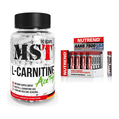 Cardio-Duo: MST L-Carnitine Acetyle + Nutrend AAKG 7500 Shots – alle enthaltenen Artikel