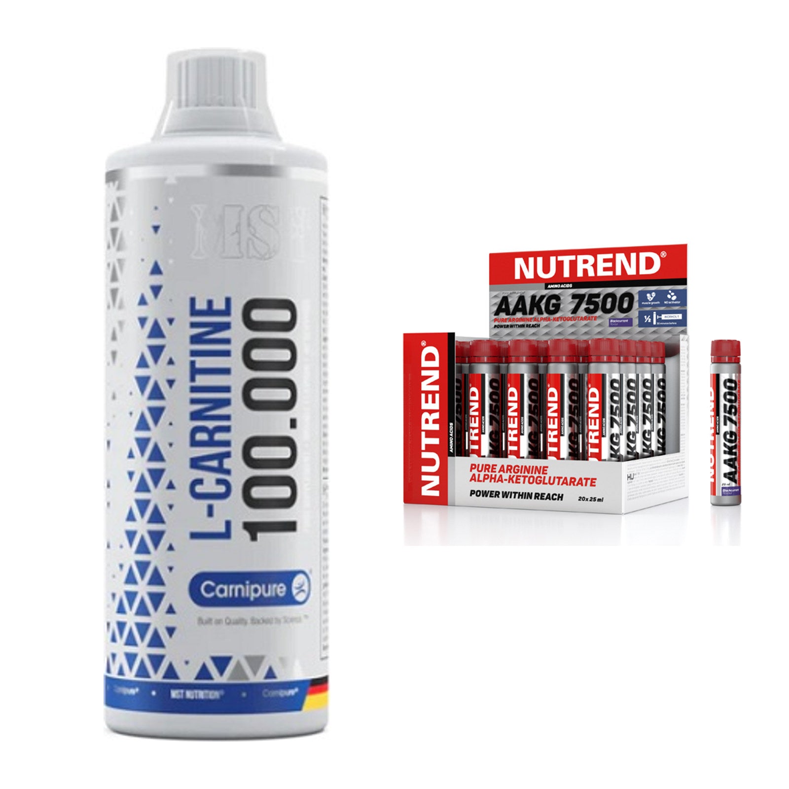 Cardio-Duo: MST L-Carnitine Carnipure + Nutrend AAKG 7500 Shots – alle enthaltenen Artikel
