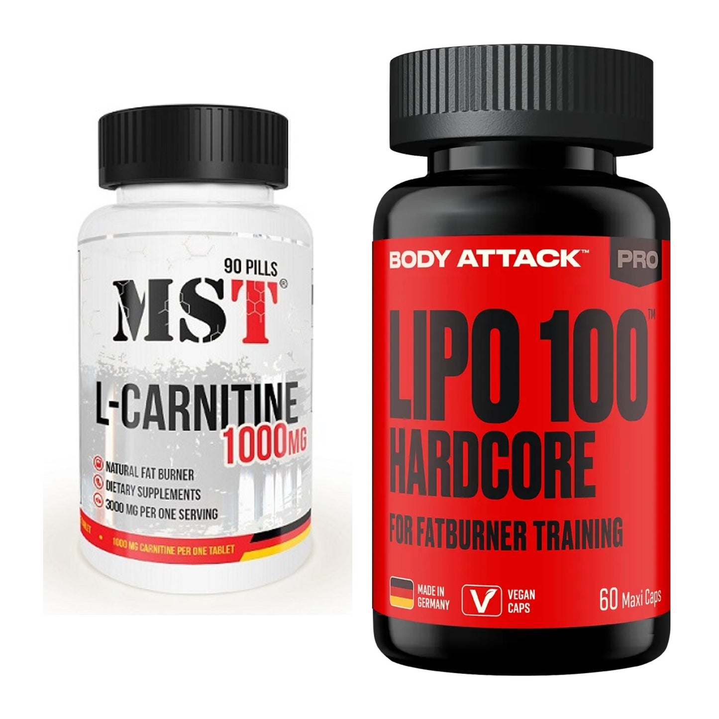 Cardio-Duo: MST L-Carnitine 1000 (90 + Body Attack LIPO – alle enthaltenen Artikel