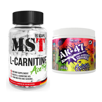 Cardio-Duo: MST L-Carnitine Acetyle + AK47 Labs Pre-Workout Paranoia – alle enthaltenen Artikel