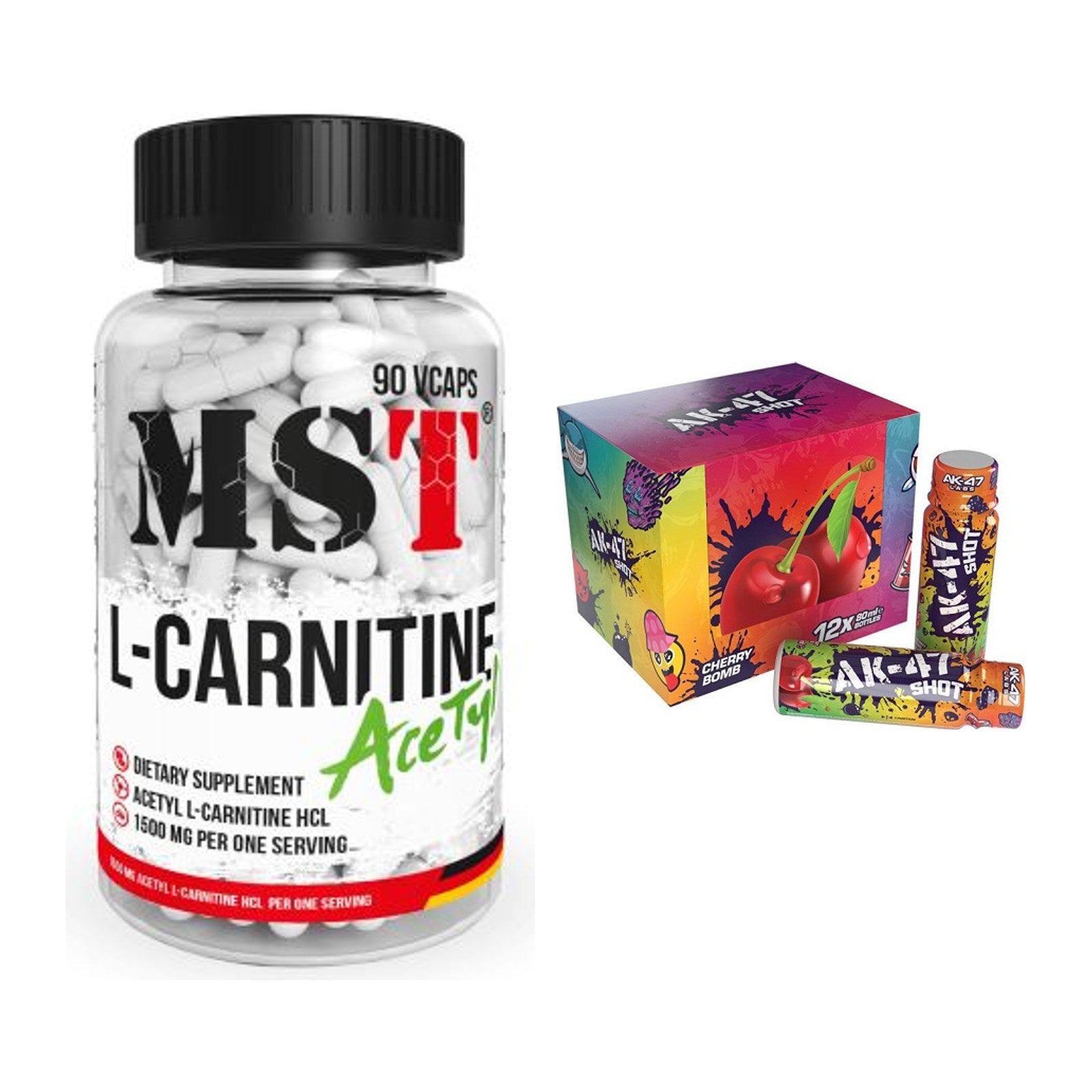 Cardio-Duo: MST L-Carnitine Acetyle + AK47 Labs AK47 Shots – alle enthaltenen Artikel