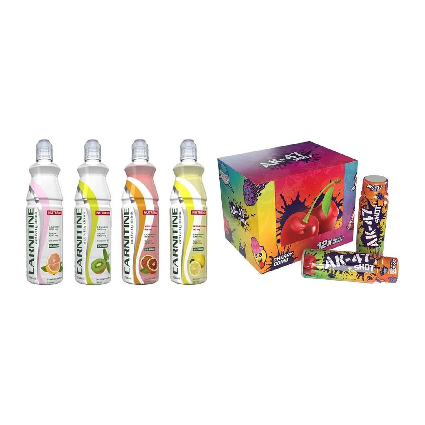 Cardio-Duo: Nutrend Activity L-Carnitine Drink + AK47 Labs AK47 Shots – alle enthaltenen Artikel