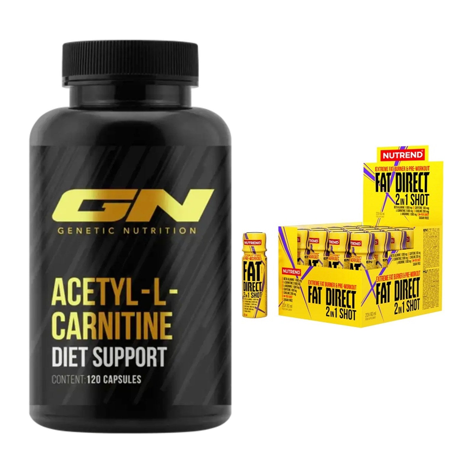 Cardio-Duo: GN Acetyl L-Carnitin + Nutrend Fat Direct Shot – alle enthaltenen Artikel
