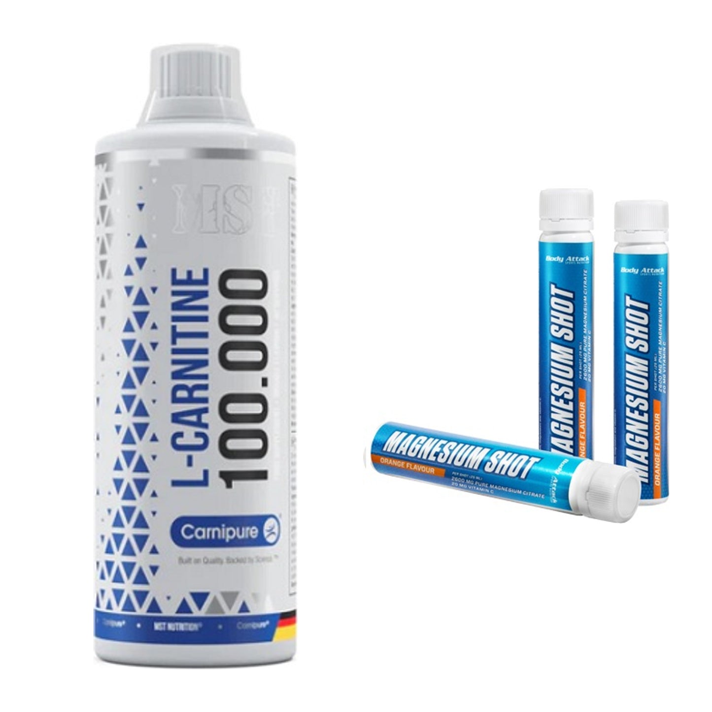 Cardio-Duo: MST L-Carnitine Carnipure + Body Attack Magnesium Shots – alle enthaltenen Artikel