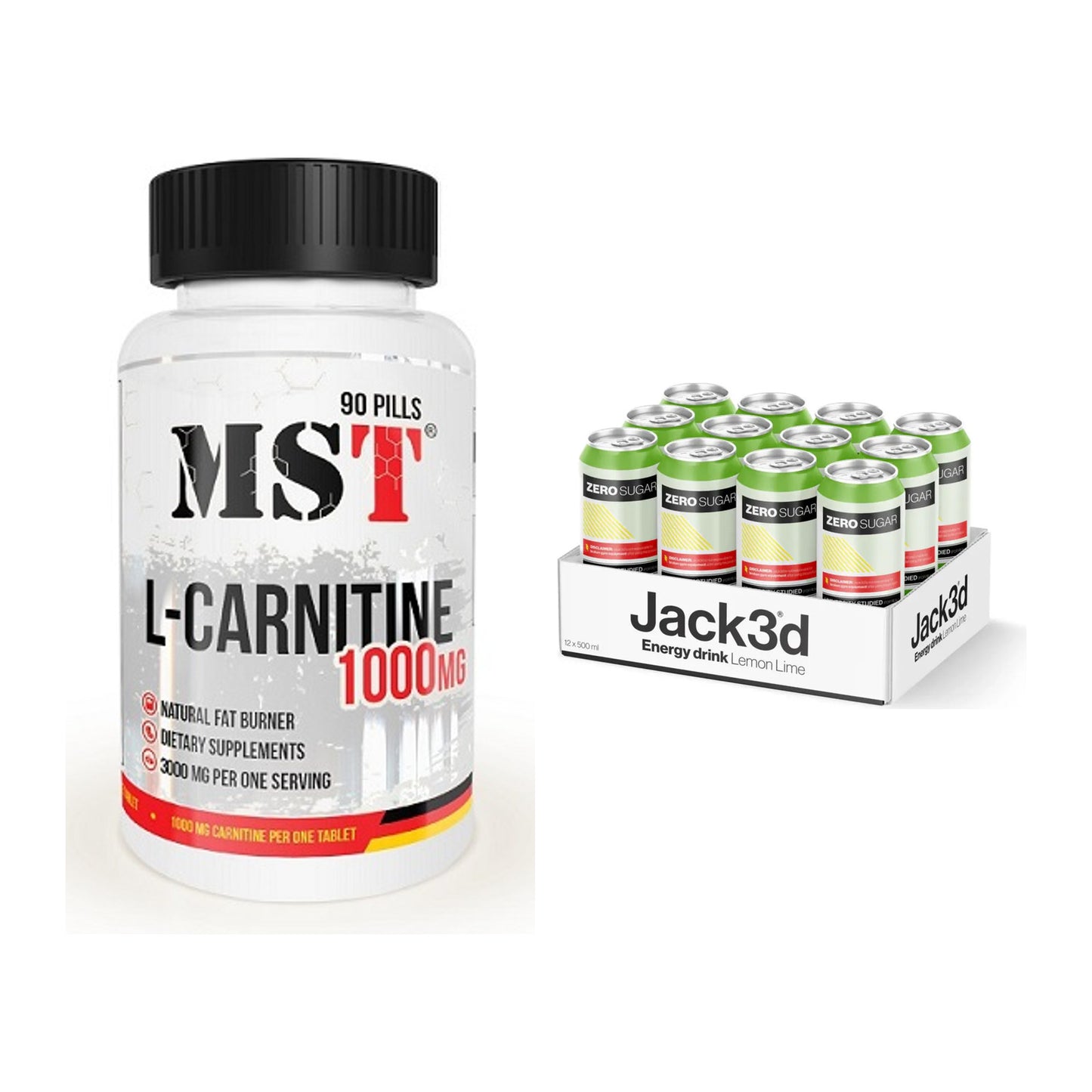 Cardio-Duo: MST L-Carnitine 1000 (90 Tabl.) + USP Labs Jack3d Energy – alle enthaltenen Artikel