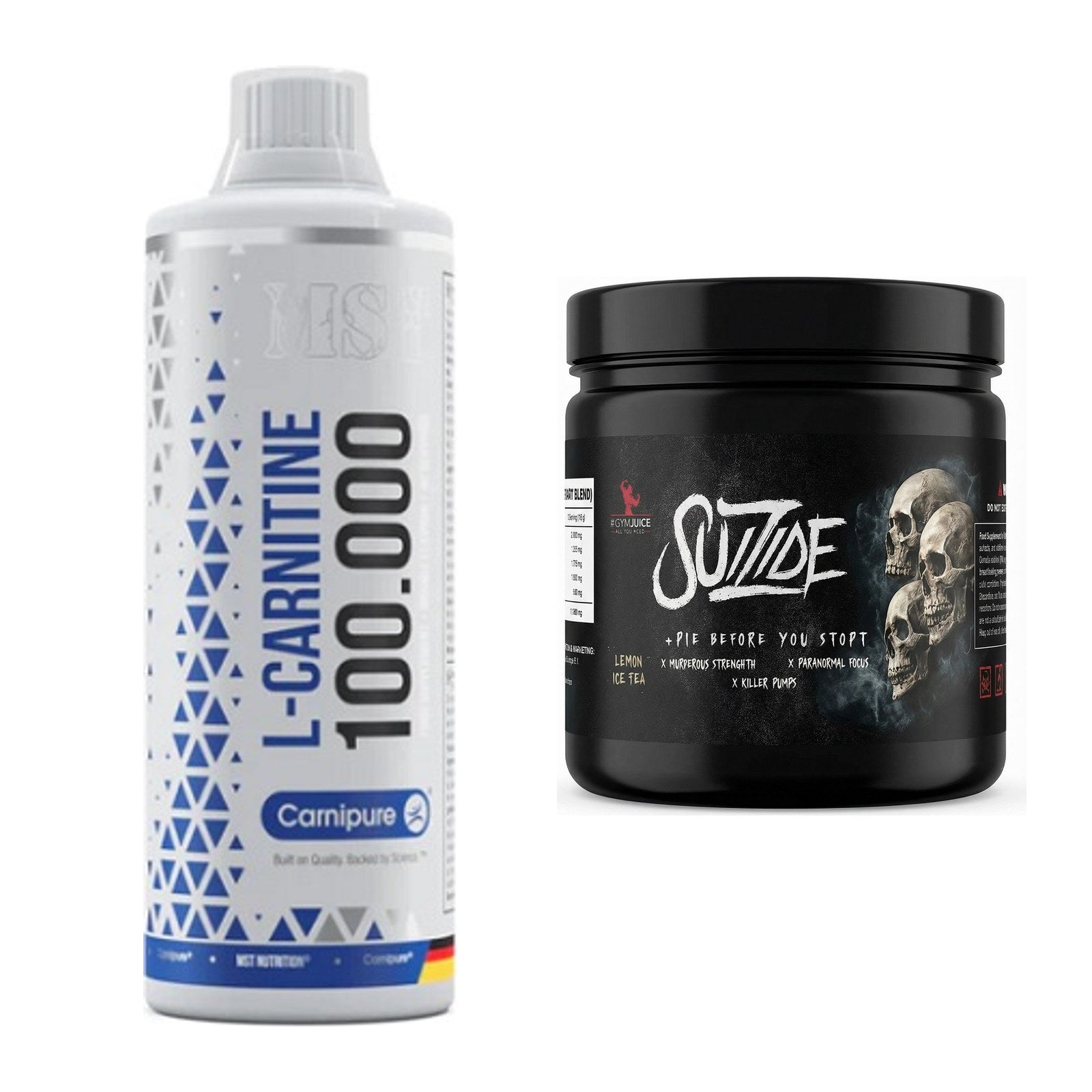 Cardio-Duo: MST L-Carnitine Carnipure + #GYMJUICE SUIZIDE Booster – alle enthaltenen Artikel