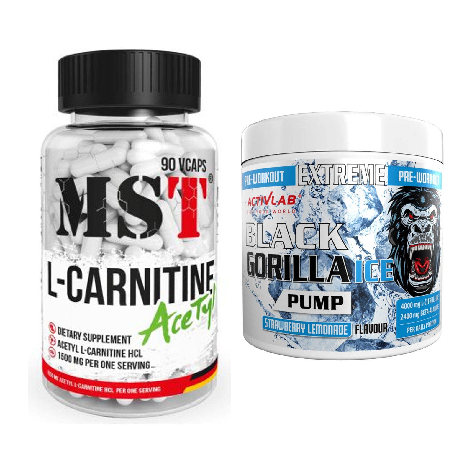 Cardio-Duo: MST L-Carnitine Acetyle + Activlab Black Gorilla Ice Pump – alle enthaltenen Artikel