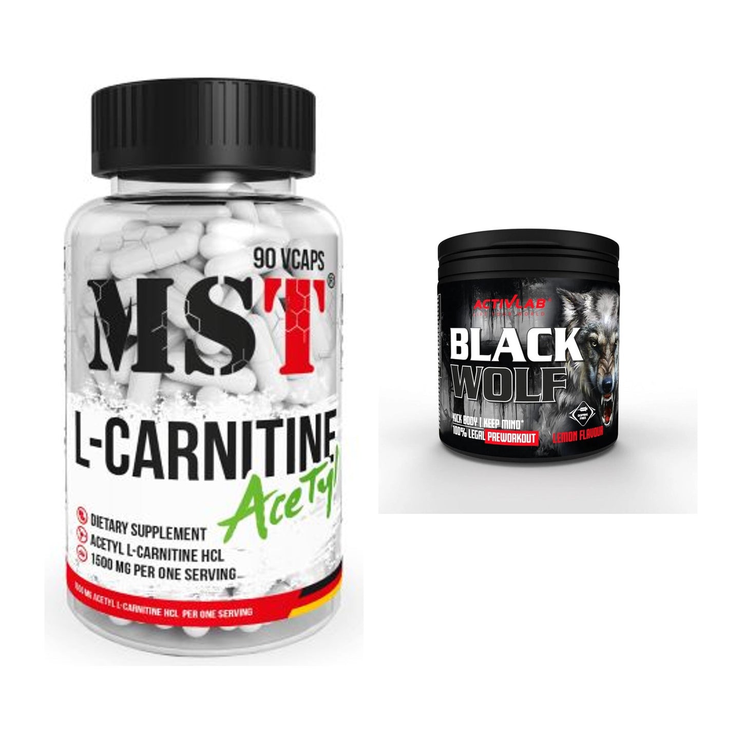 Cardio-Duo: MST L-Carnitine Acetyle + Activlab Black Wolf Pre-Workout – alle enthaltenen Artikel