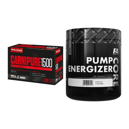 Cardio-Duo: Body Attack Carnipure 1500 + FA Nutrition Core Pump – alle enthaltenen Artikel