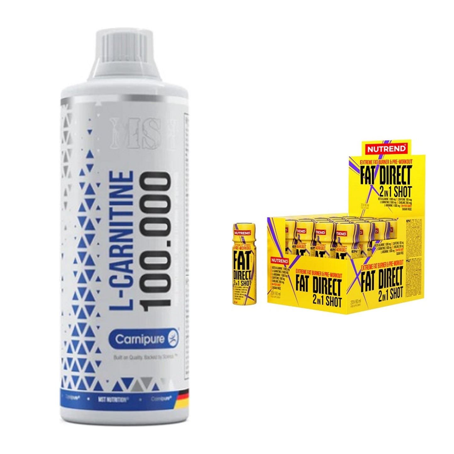 Cardio-Duo: MST L-Carnitine Carnipure + Nutrend Fat Direct Shot – alle enthaltenen Artikel