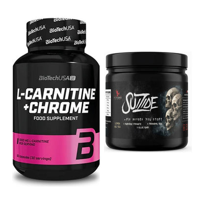 Cardio-Duo: BioTech L-Carnitine + Chrome + #GYMJUICE SUIZIDE Booster – alle enthaltenen Artikel