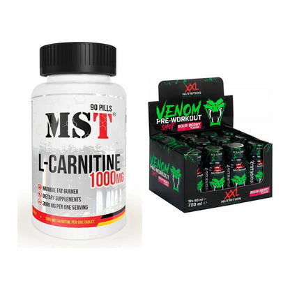 Cardio-Duo: MST L-Carnitine 1000 (90 Tabl.) + XXL Nutrition Venom Shot – alle enthaltenen Artikel