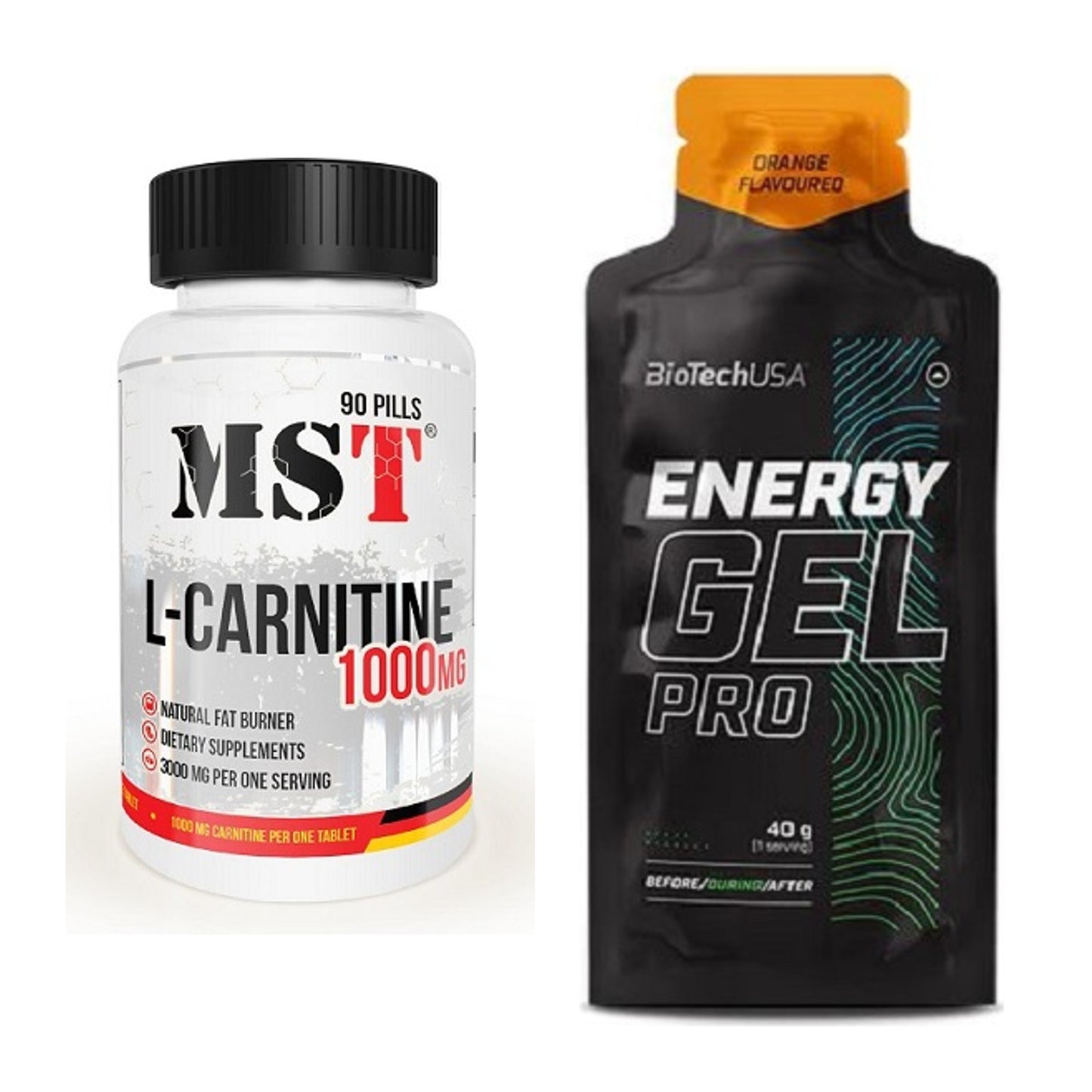 Cardio-Duo: MST L-Carnitine 1000 (90 Tabl.) + BioTech Energy Gel Pro – alle enthaltenen Artikel