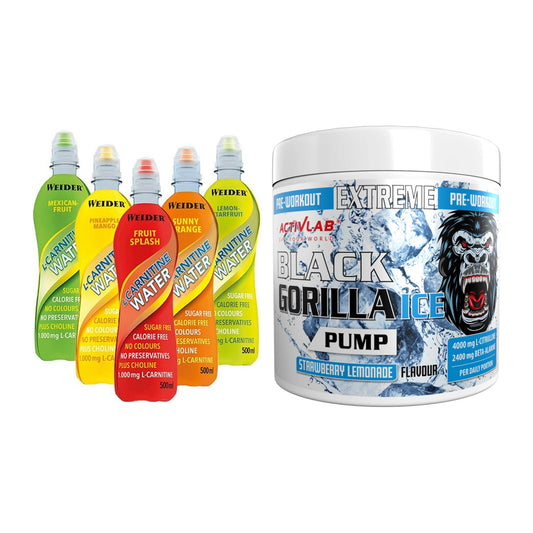 Cardio-Duo: Weider L-Carnitine WATER + Activlab Black Gorilla Ice Pump – alle enthaltenen Artikel