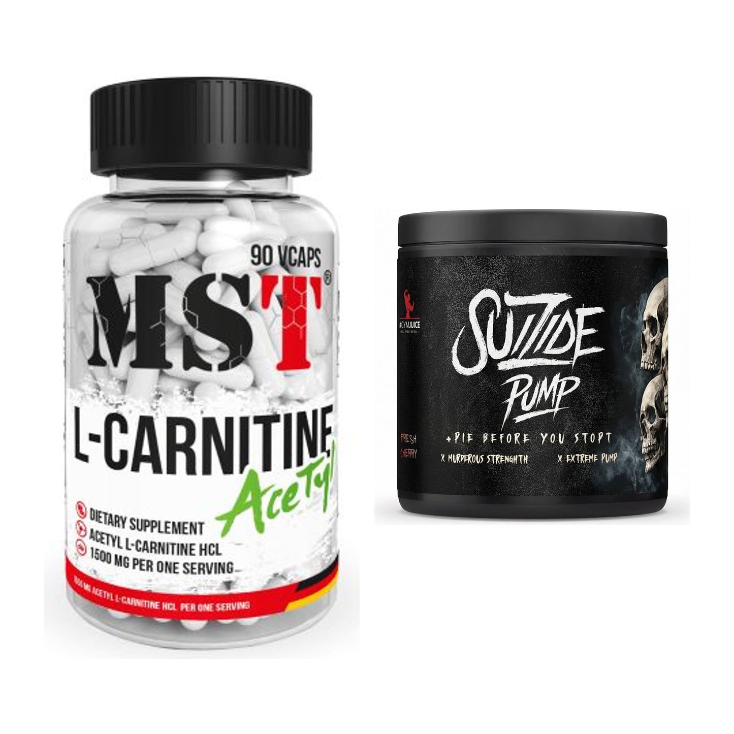 Cardio-Duo: MST L-Carnitine Acetyle + #GYMJUICE SUIZIDE PUMP – alle enthaltenen Artikel