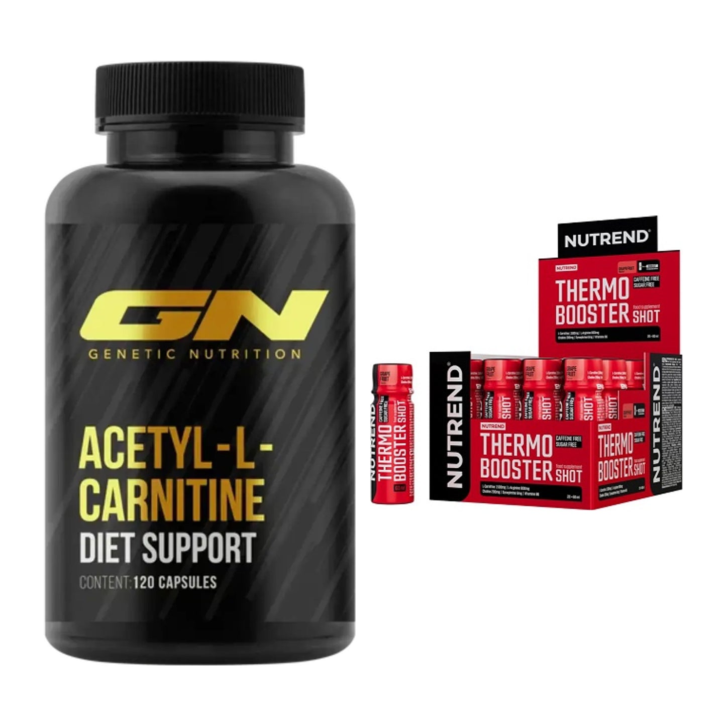 Cardio-Duo: GN Acetyl L-Carnitin + Nutrend Thermobooster Shot – alle enthaltenen Artikel
