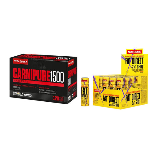 Cardio-Duo: Body Attack Carnipure 1500 + Nutrend Fat Direct Shot – alle enthaltenen Artikel