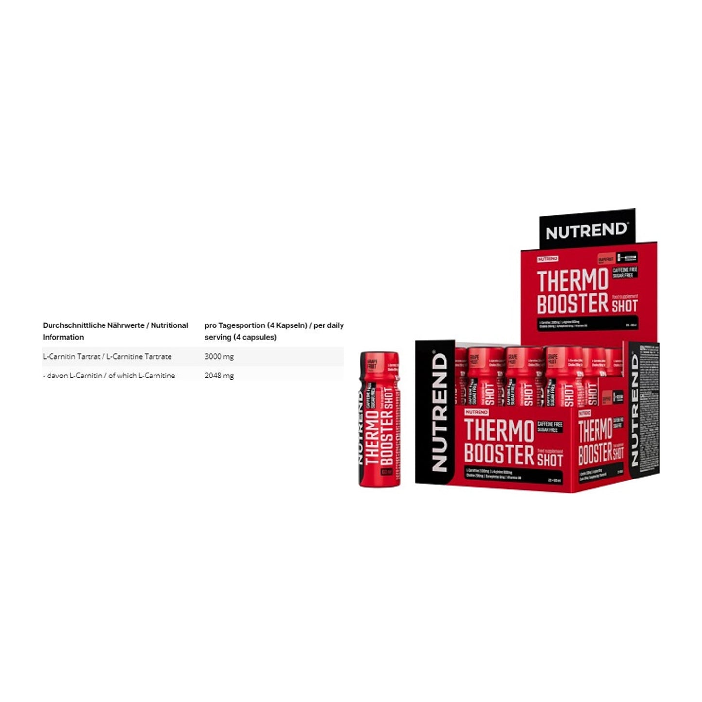 Cardio-Duo: INLEAD L-Carnitine Tartrate + Nutrend Thermobooster Shot – alle enthaltenen Artikel