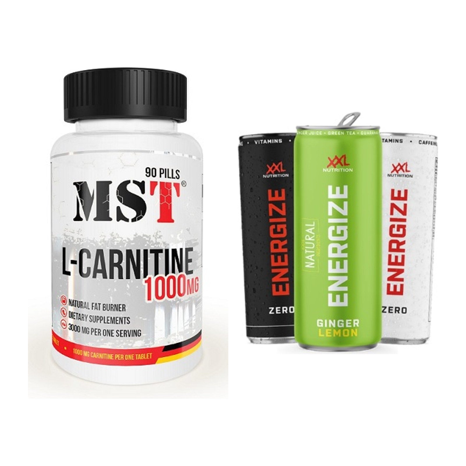Cardio-Duo: MST L-Carnitine 1000 (90 + XXL Nutrition Energize! – alle enthaltenen Artikel