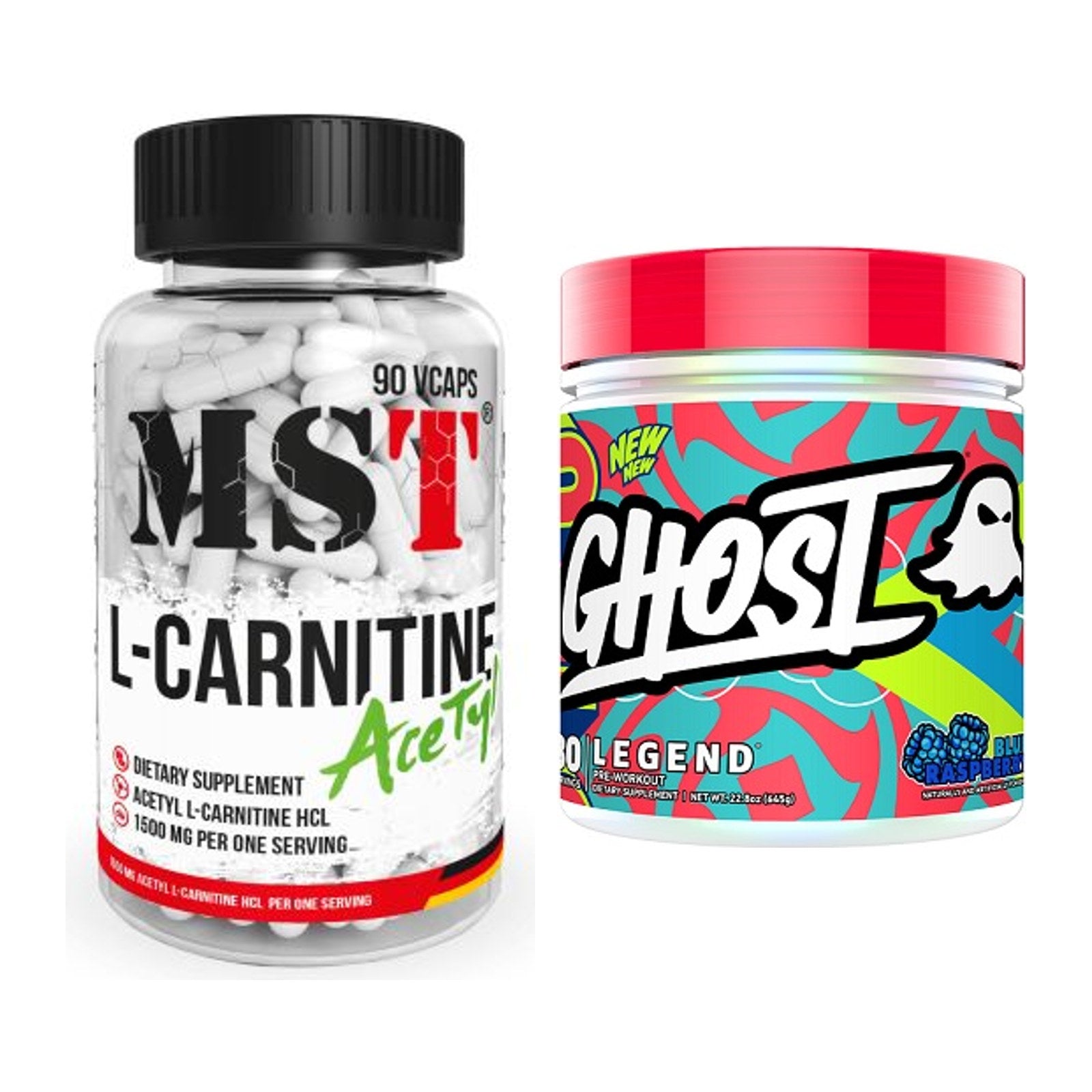 Cardio-Duo: MST L-Carnitine Acetyle + Ghost Legend V4 30 Serv. – alle enthaltenen Artikel