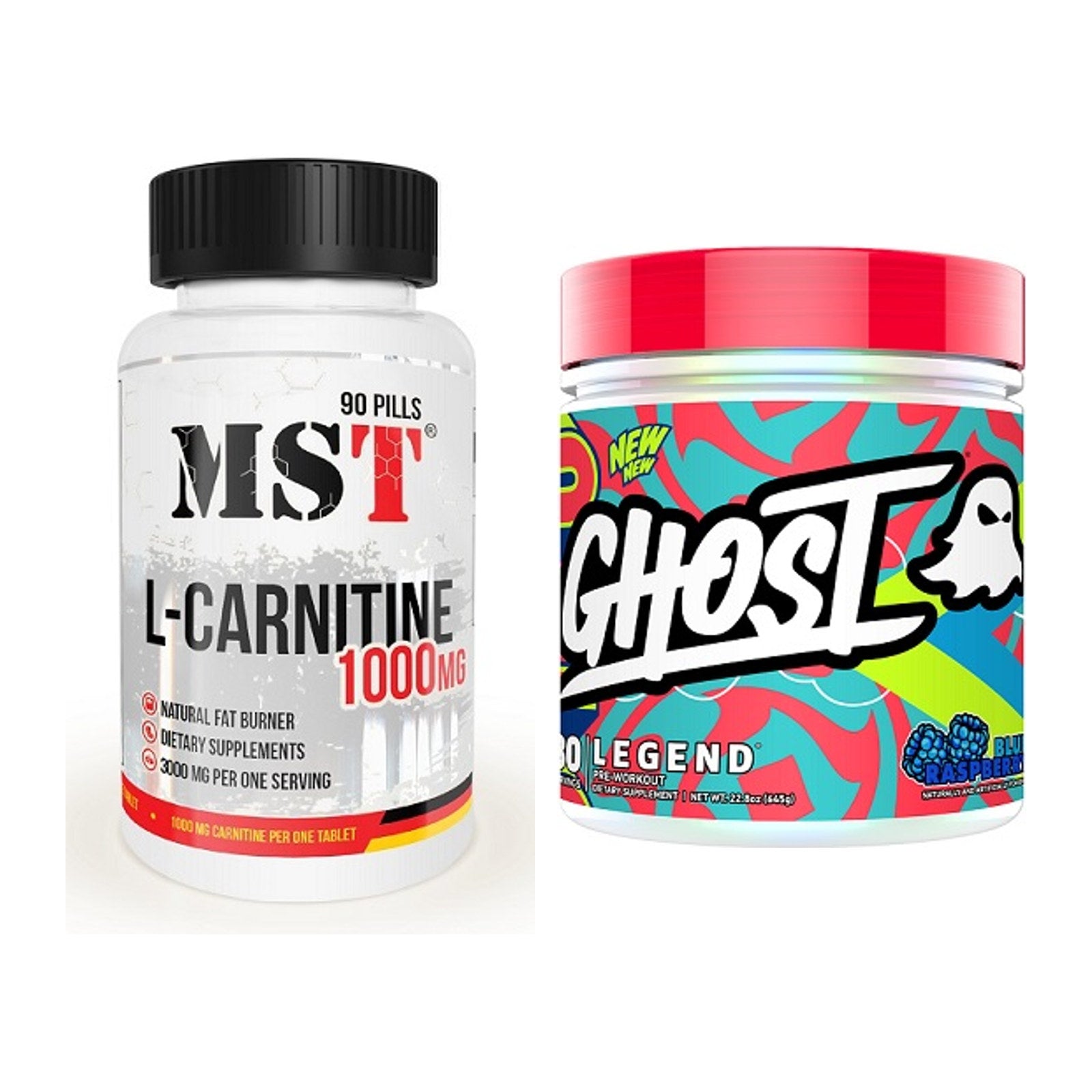 Cardio-Duo: MST L-Carnitine 1000 (90 Tabl.) + Ghost Legend V4 30 Serv. – alle enthaltenen Artikel