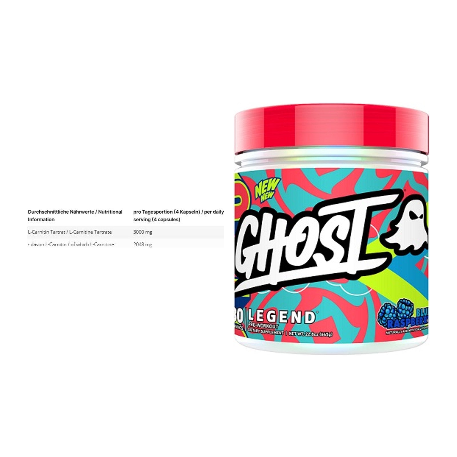 Cardio-Duo: INLEAD L-Carnitine Tartrate + Ghost Legend V4 30 Serv. – alle enthaltenen Artikel