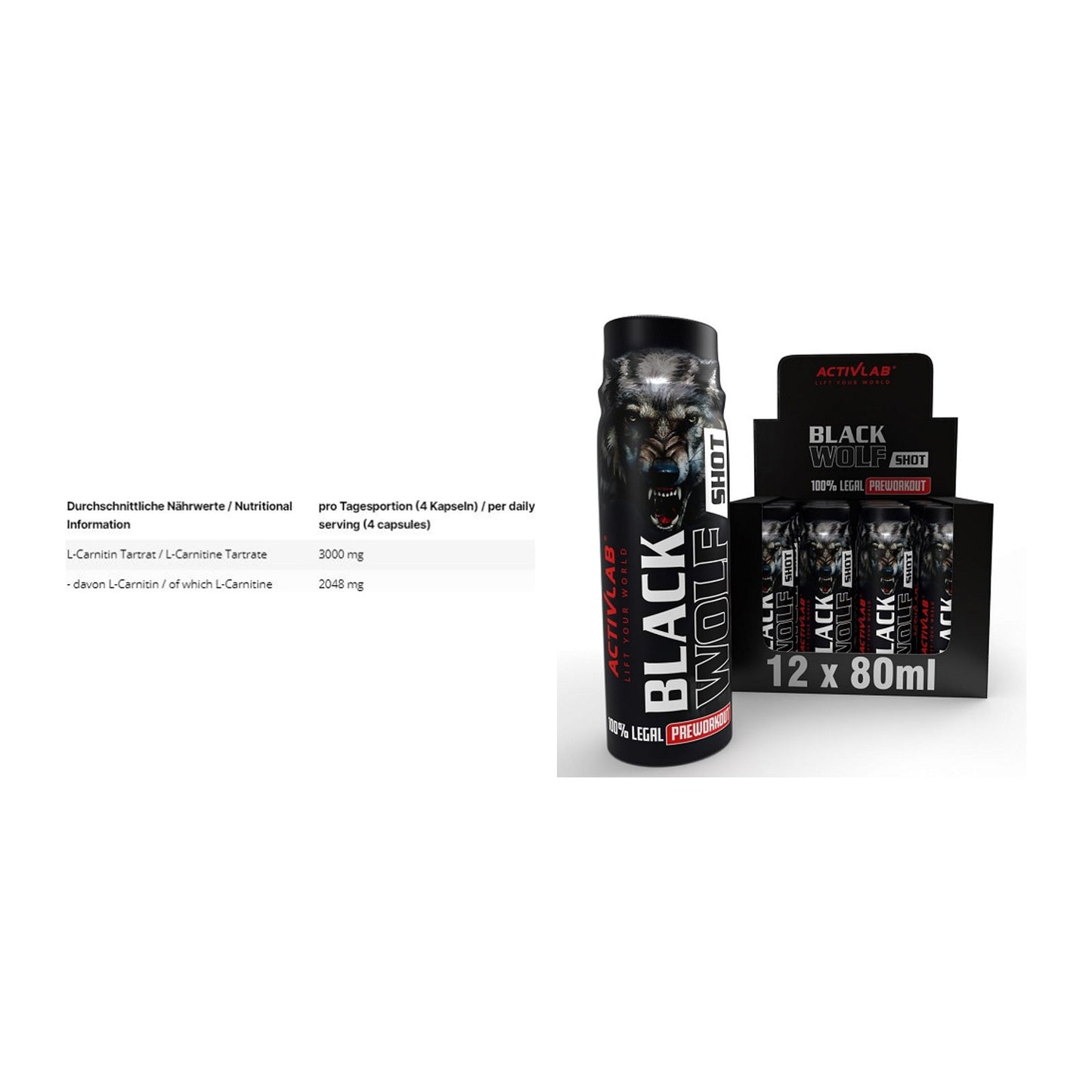 Cardio-Duo: INLEAD L-Carnitine Tartrate + Activlab Black Wolf – alle enthaltenen Artikel