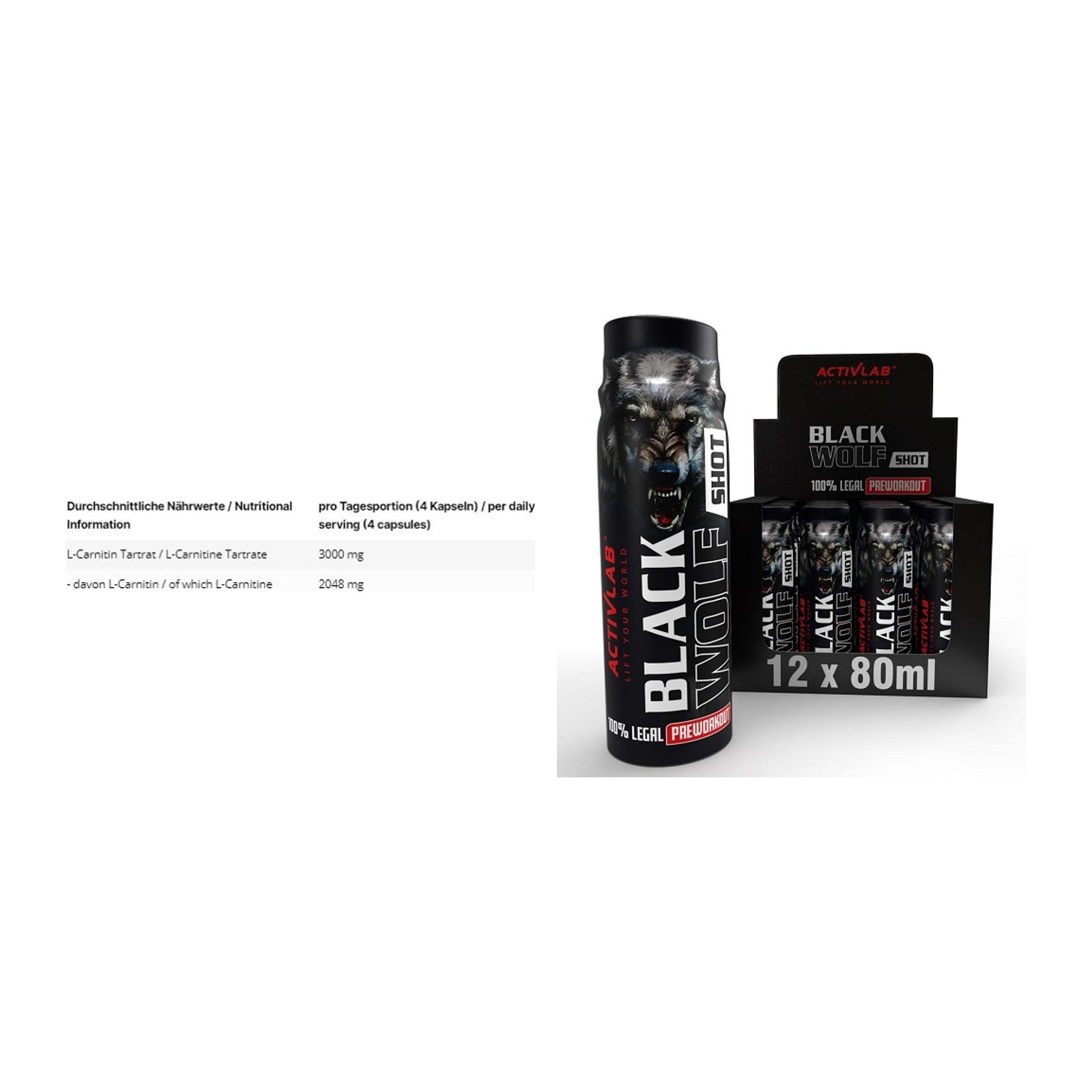 Cardio-Duo: INLEAD L-Carnitine Tartrate + Activlab Black Wolf – alle enthaltenen Artikel