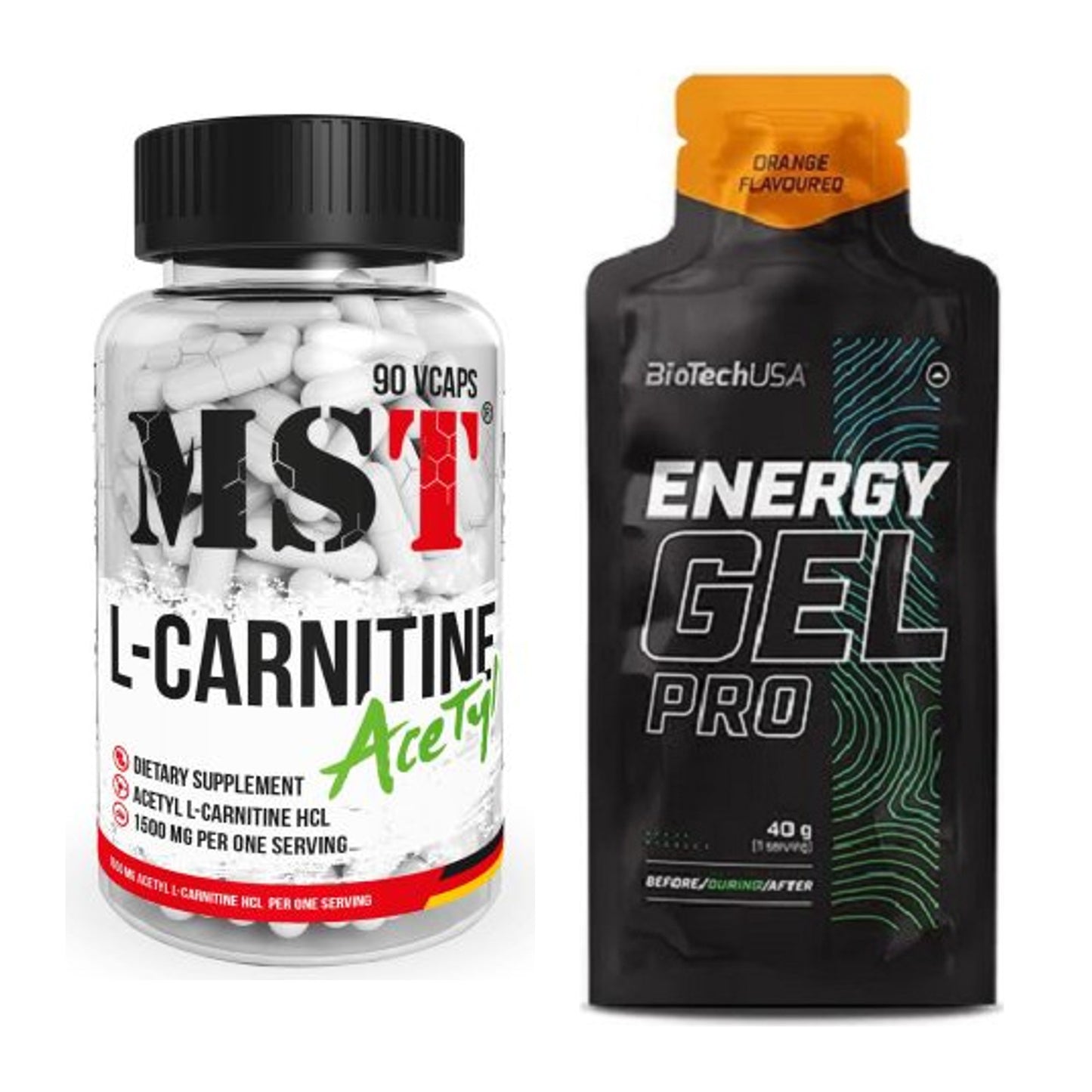 Cardio-Duo: MST L-Carnitine Acetyle + BioTech Energy Gel Pro – alle enthaltenen Artikel