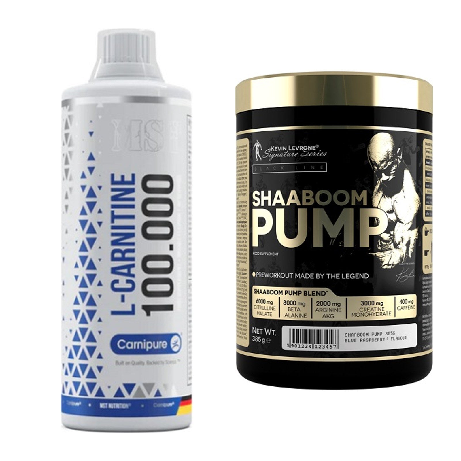 Cardio-Duo: MST L-Carnitine Carnipure + Kevin Levrone Shaaboom Pump – alle enthaltenen Artikel