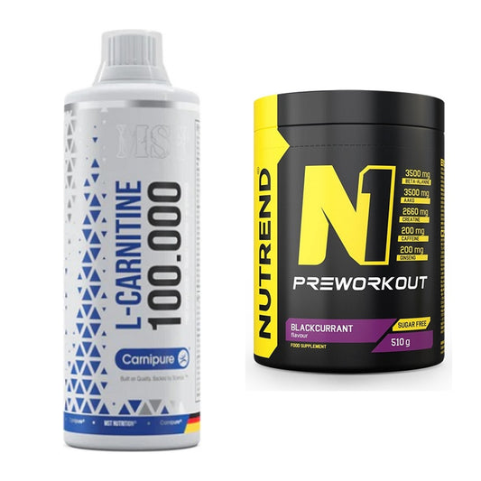 Cardio-Duo: MST L-Carnitine Carnipure 100 000 + Nutrend N1 Preworkout – alle enthaltenen Artikel
