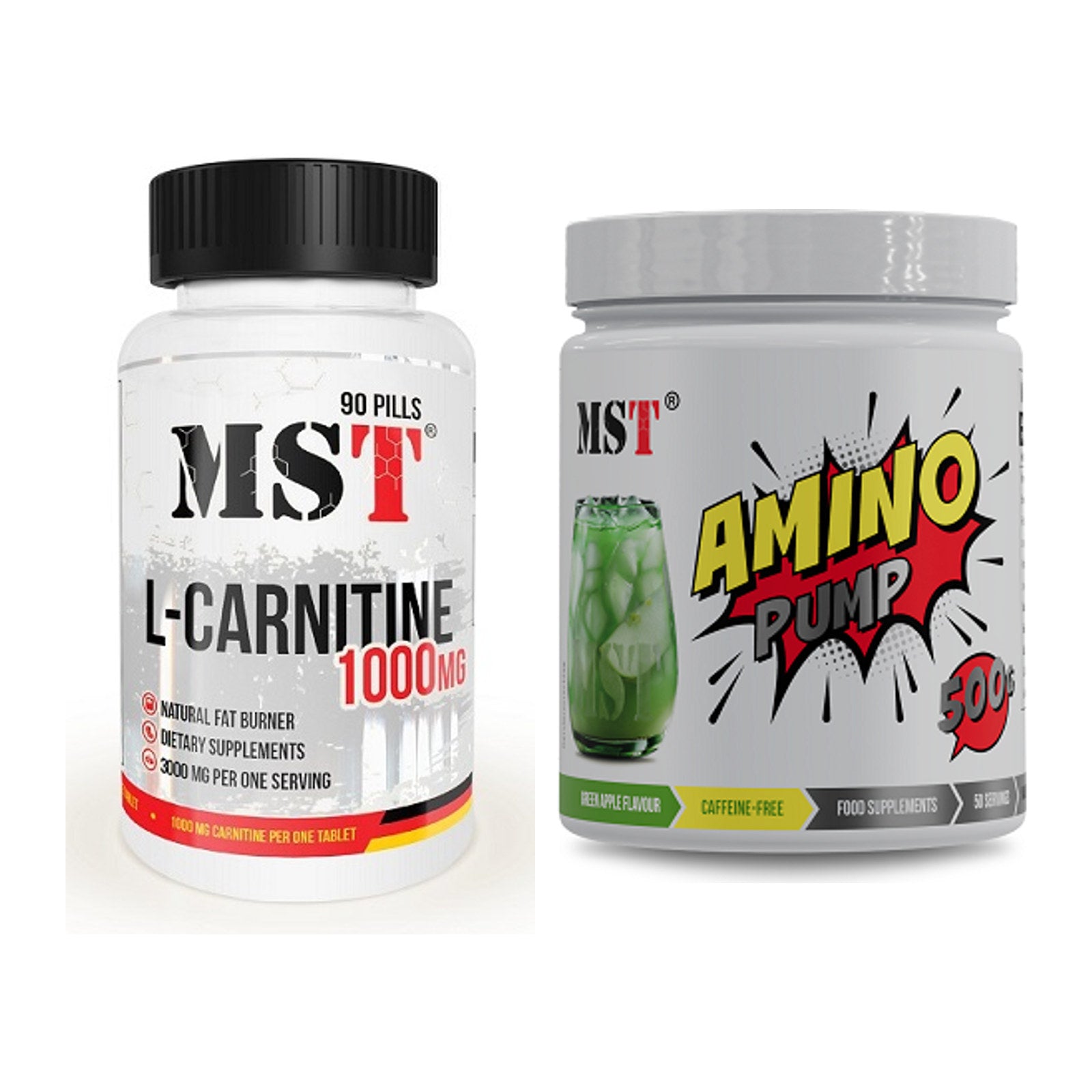 Cardio-Duo: MST L-Carnitine 1000 (90 + MST Amino Pump (flavoured) – alle enthaltenen Artikel