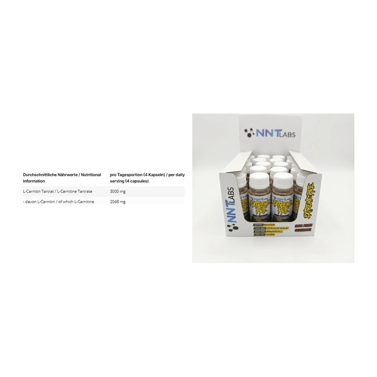 Cardio-Duo: INLEAD L-Carnitine Tartrate + NNT Extreme Pre-Workout Shot – alle enthaltenen Artikel