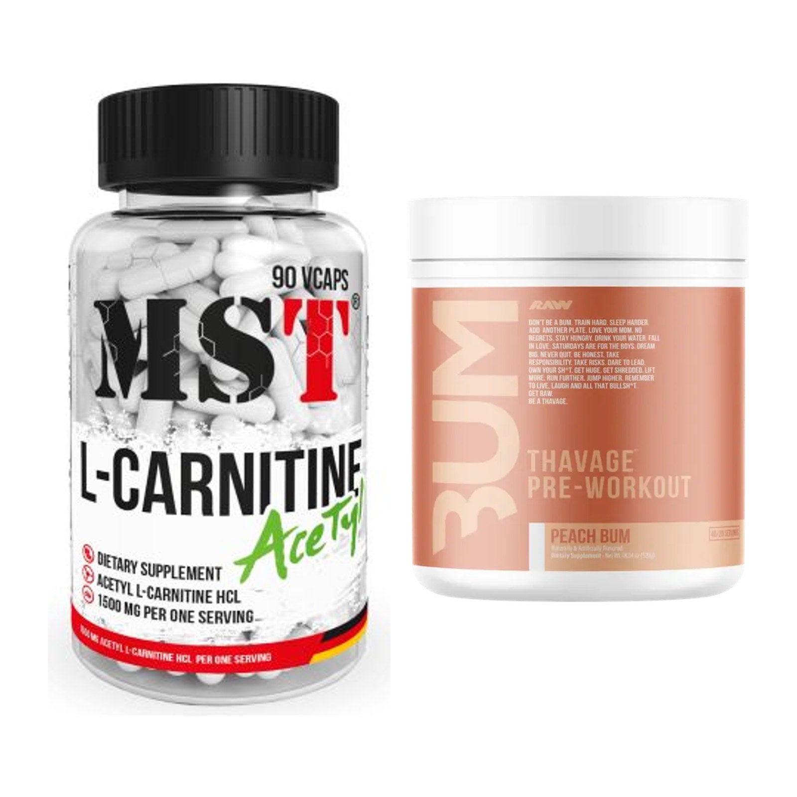 Cardio-Duo: MST L-Carnitine Acetyle + RAW Nutrition CBUM Thavage – alle enthaltenen Artikel