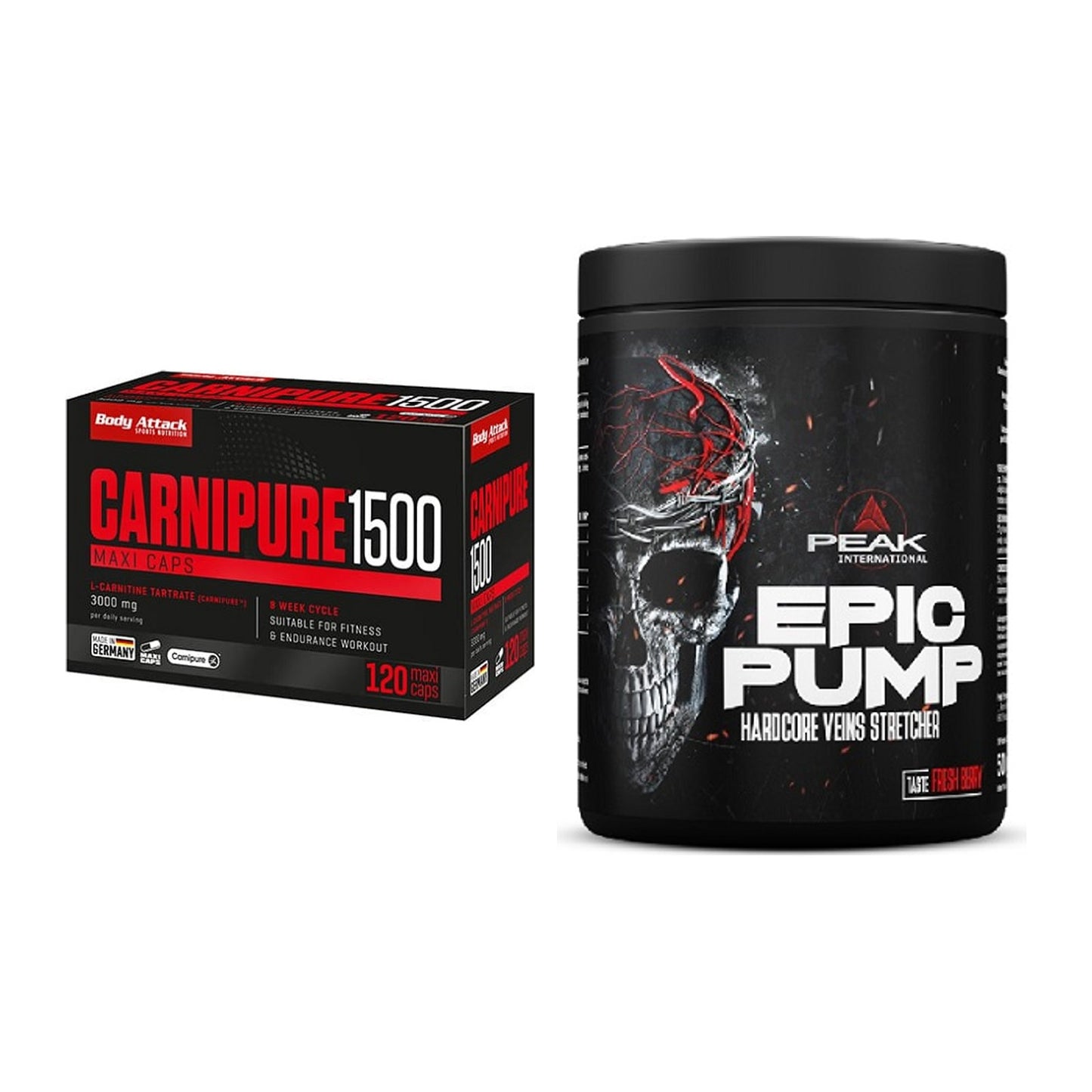 Cardio-Duo: Body Attack Carnipure 1500 + Peak EPIC Pump – alle enthaltenen Artikel