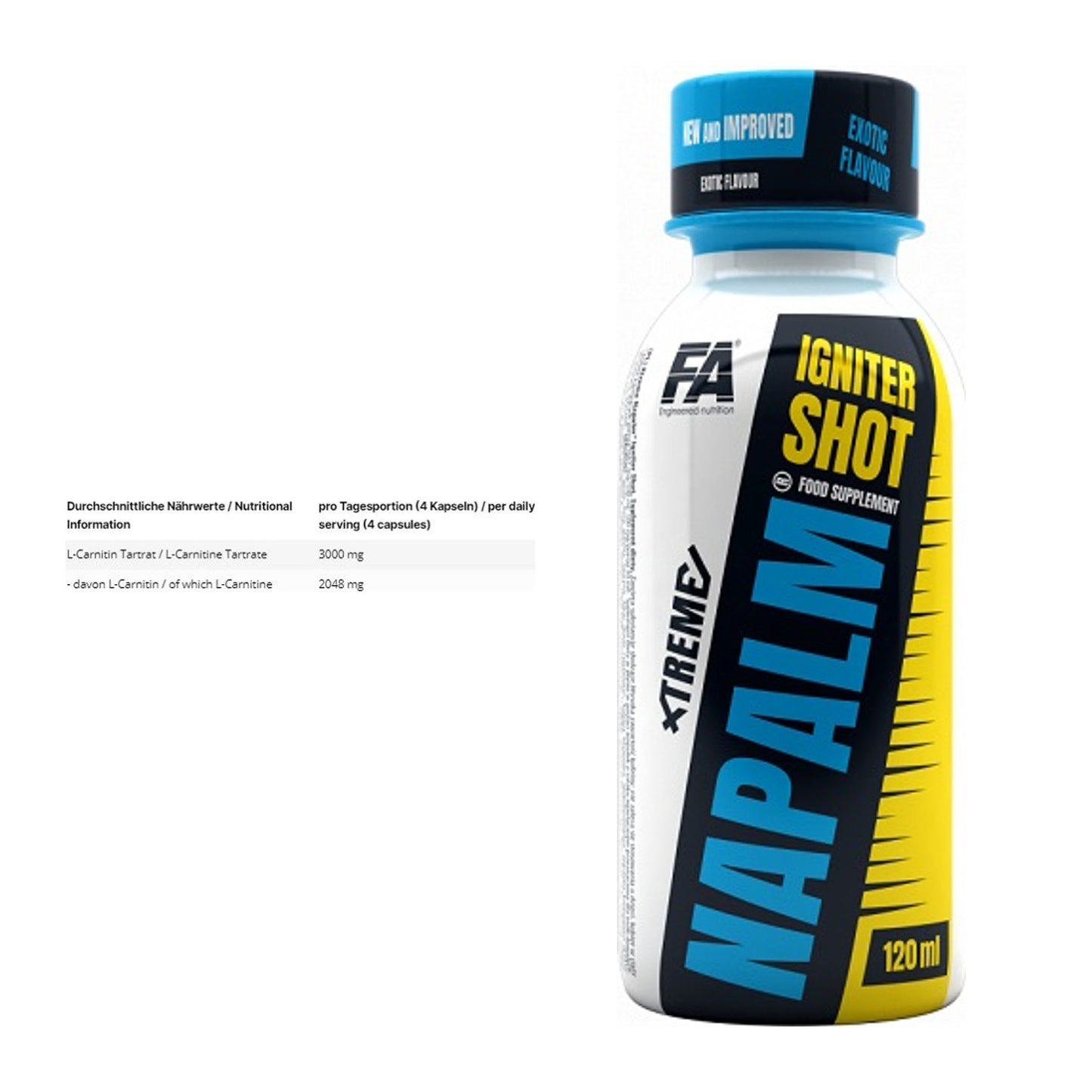 Cardio-Duo: INLEAD L-Carnitine Tartrate + FA Nutrition Xtreme Napalm – alle enthaltenen Artikel