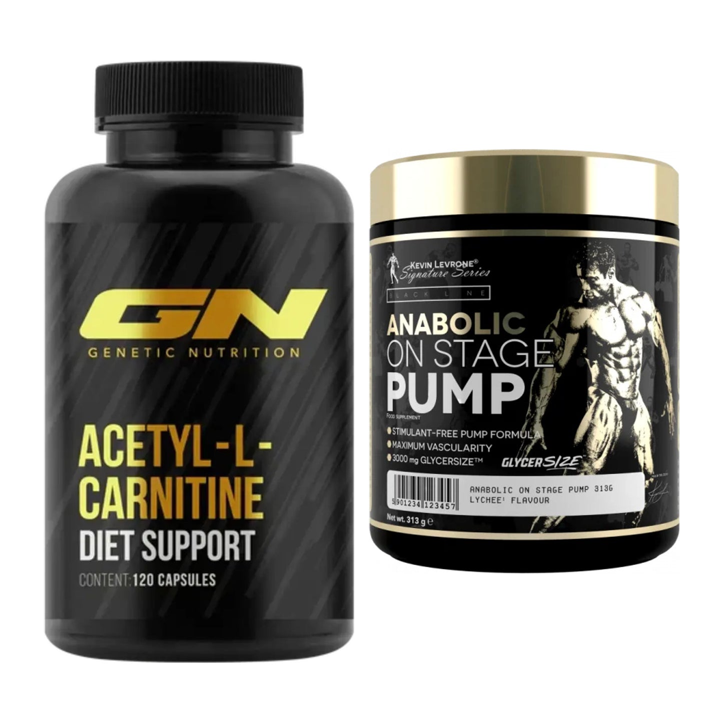 Cardio-Duo: GN Acetyl L-Carnitin + Kevin Levrone Anabolic On Stage – alle enthaltenen Artikel