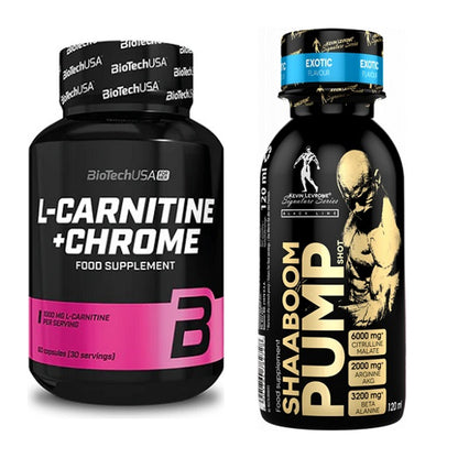Cardio-Duo: BioTech L-Carnitine + Kevin Levrone Shaaboom Pump – alle enthaltenen Artikel