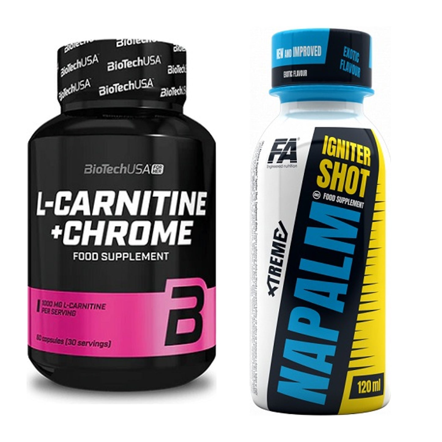 Cardio-Duo: BioTech L-Carnitine + FA Nutrition Xtreme Napalm – alle enthaltenen Artikel