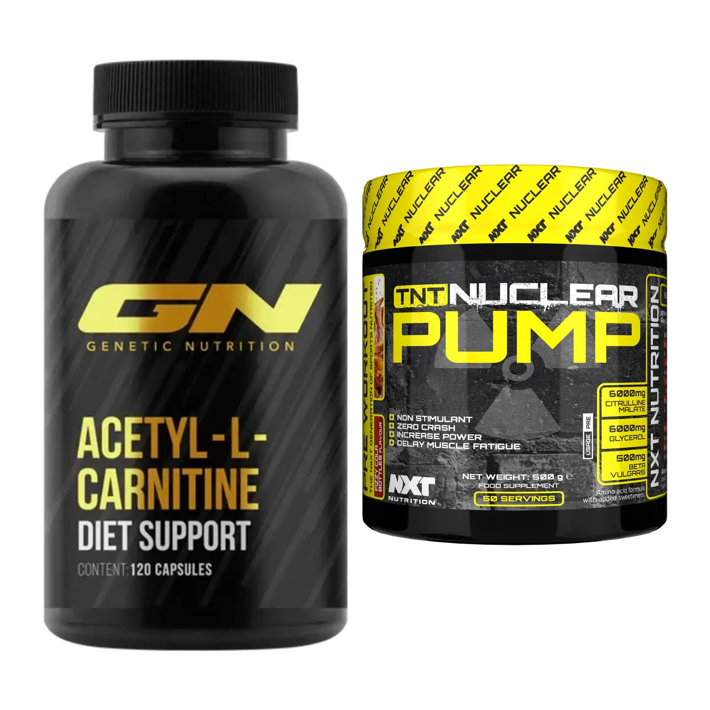 Cardio-Duo: GN Acetyl L-Carnitin + NXT Nutrition TNT Nuclear Pump – alle enthaltenen Artikel