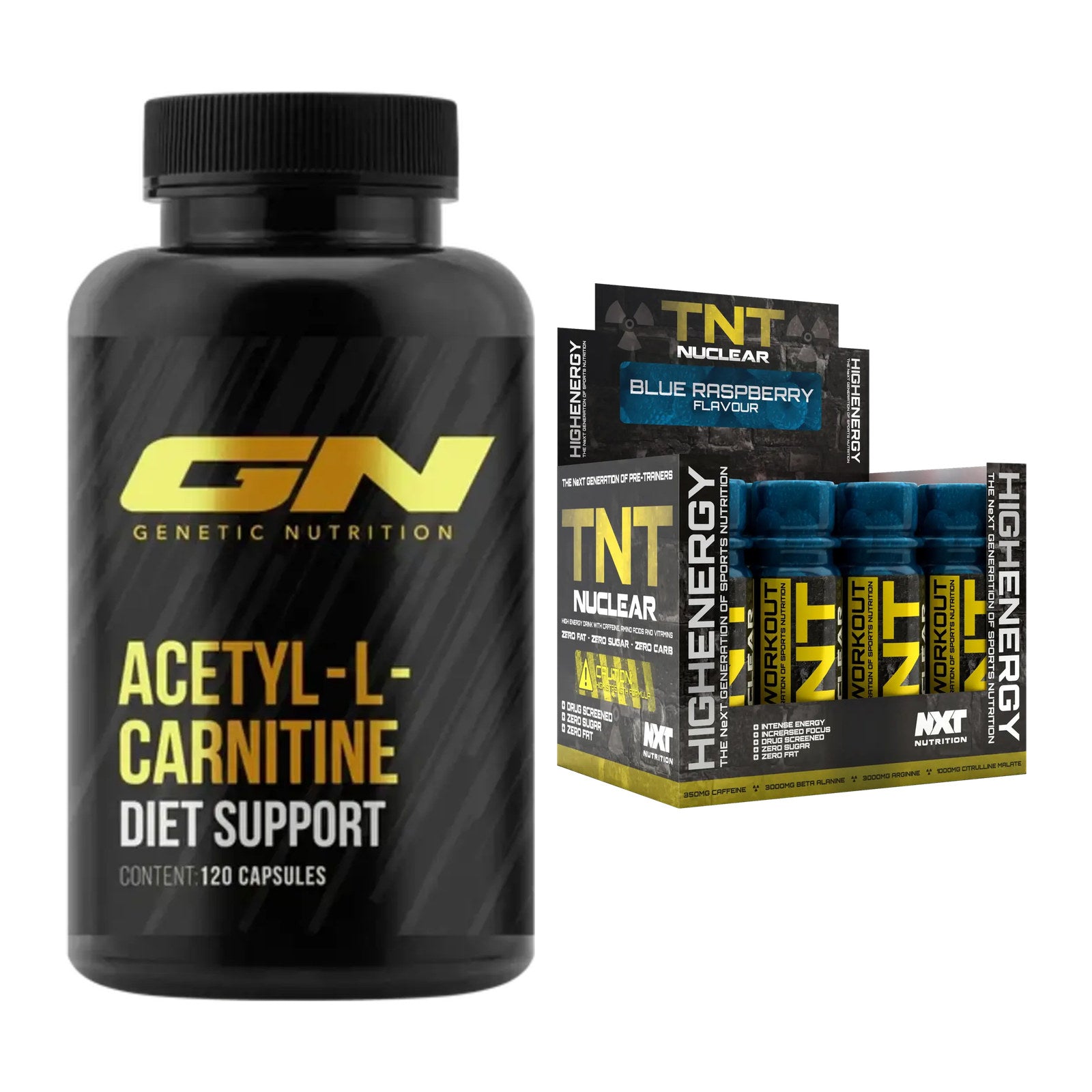 Cardio-Duo: GN Acetyl L-Carnitin + NXT Nutrition TNT Nuclear Shots – alle enthaltenen Artikel