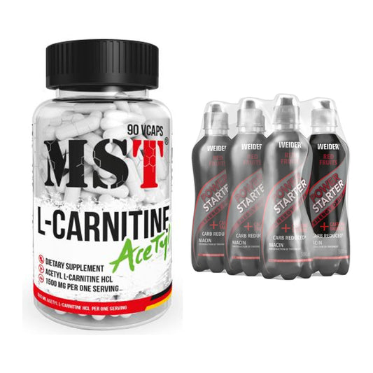 Cardio-Duo: MST L-Carnitine Acetyle + Weider Power Starter Energy – alle enthaltenen Artikel