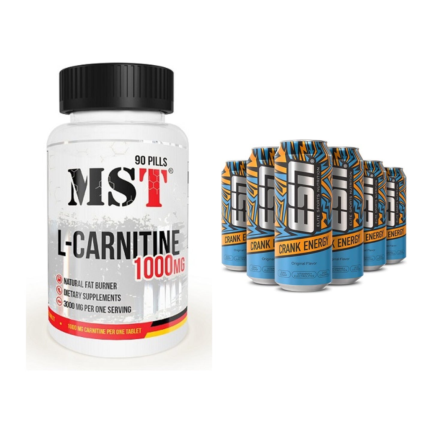 Cardio-Duo: MST L-Carnitine 1000 (90 Tabl.) + ESN Crank Energy – alle enthaltenen Artikel