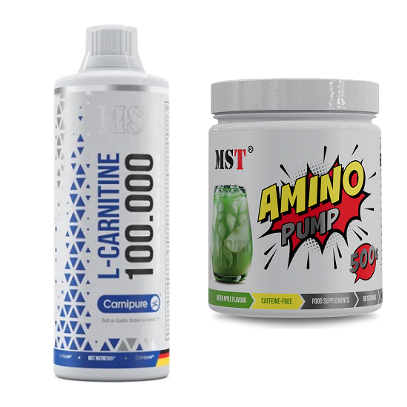 Cardio-Duo: MST L-Carnitine Carnipure + MST Amino Pump (flavoured) – alle enthaltenen Artikel