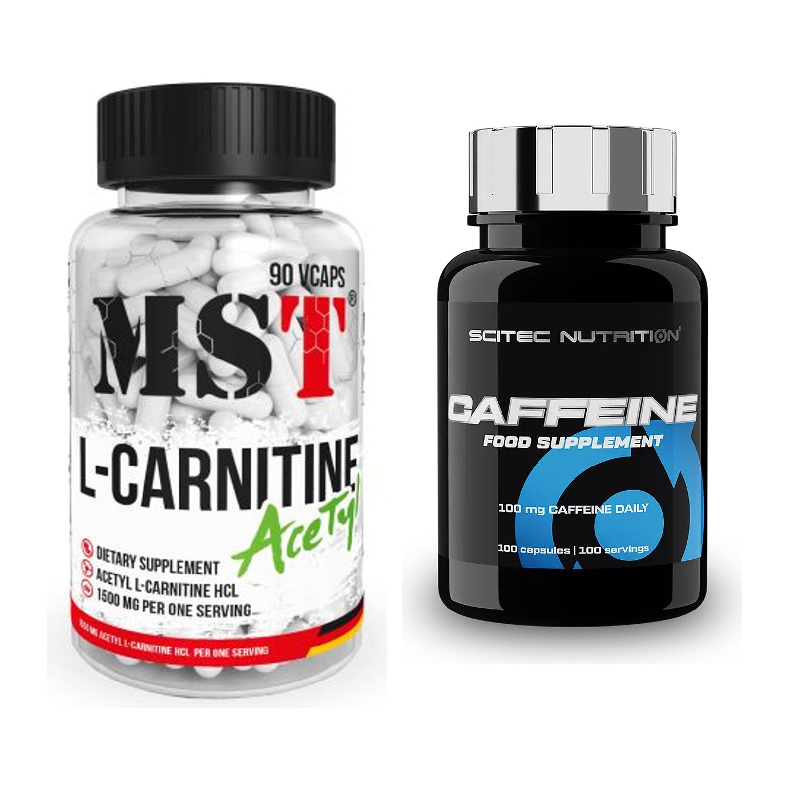 Cardio-Duo: MST L-Carnitine Acetyle + Scitec Caffeine – alle enthaltenen Artikel