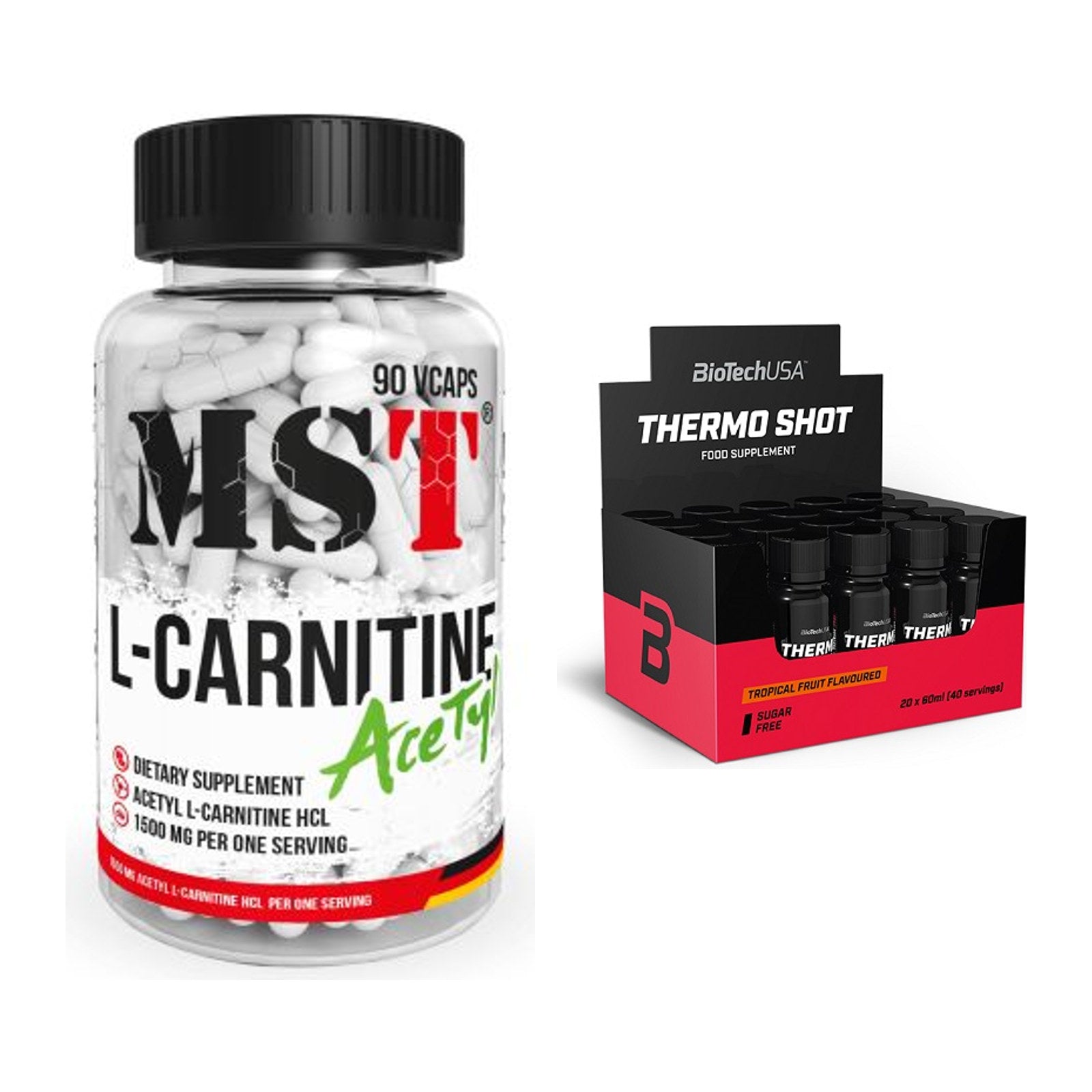 Cardio-Duo: MST L-Carnitine Acetyle + BioTech Thermo Shot 20x 60ml – alle enthaltenen Artikel