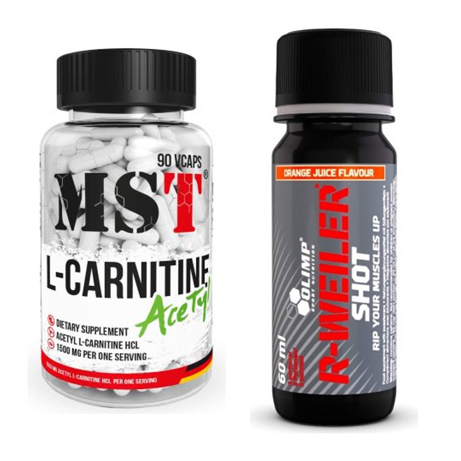 Cardio-Duo: MST L-Carnitine Acetyle + Olimp R-Weiler Shot – alle enthaltenen Artikel